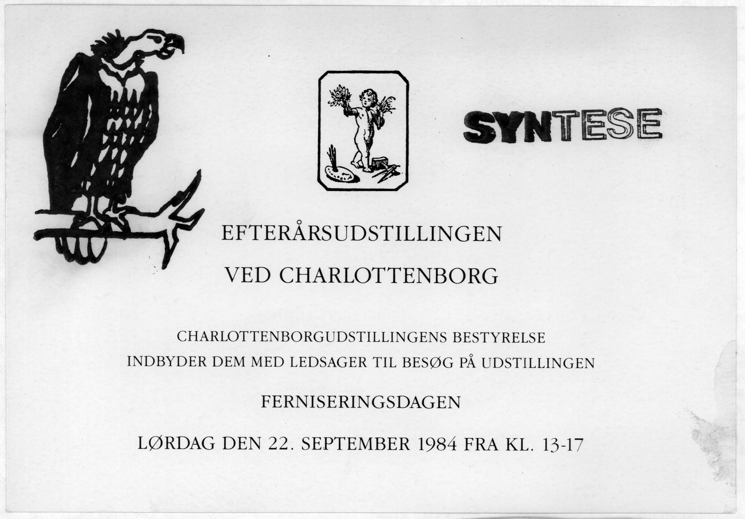 Ferniseringsinvitation modificeret af Syntese. (Charlottensborgs Efterårsudstilling 1984. Charlottenborg, København).
