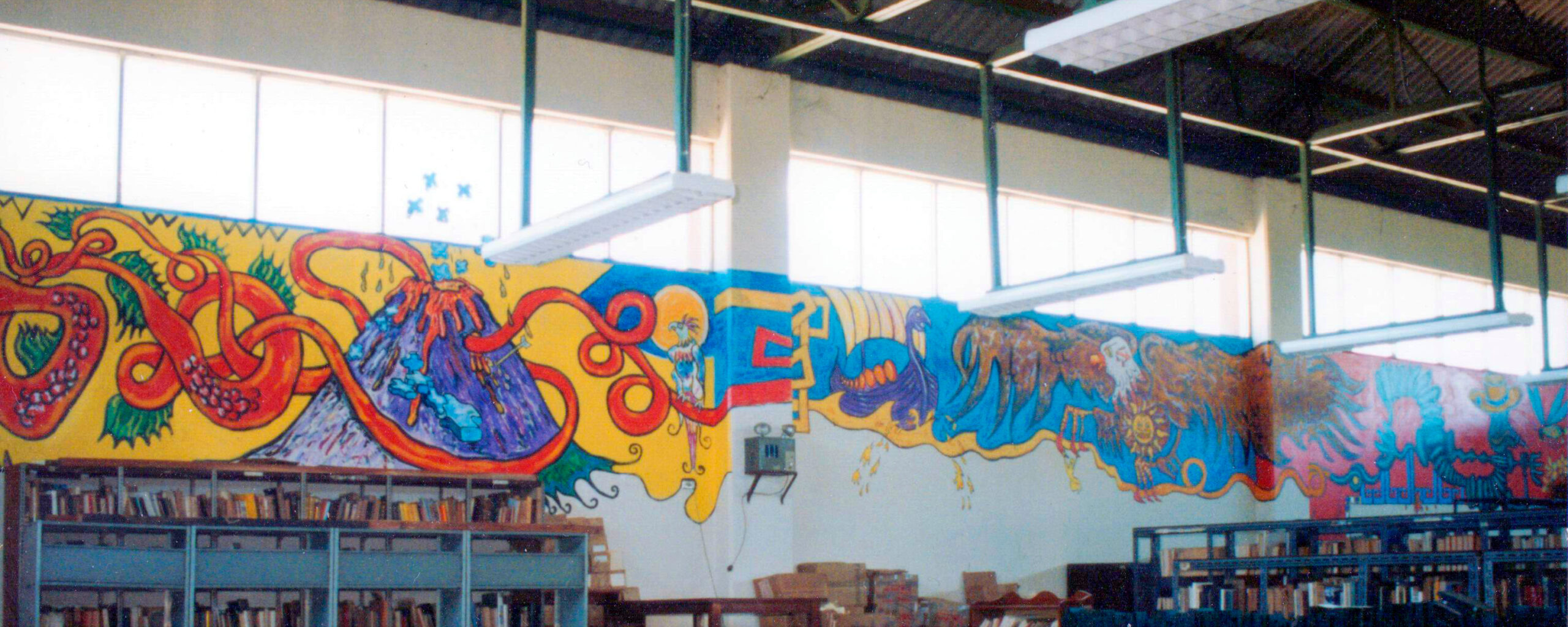 Del af vægmaleri-2 (Biblioteca Nacional de Nicaragua, Managua, Nicaragua. Projekt Ruinas Del Gran Hotel). Syntese. Primo december 1988.