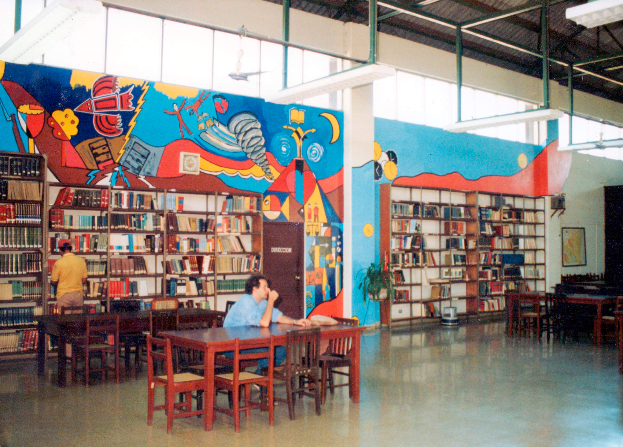 Del af vægmaleri (Biblioteca Nacional de Nicaragua, Managua, Nicaragua. Projekt Ruinas Del Gran Hotel). Syntese. Primo december 1988.