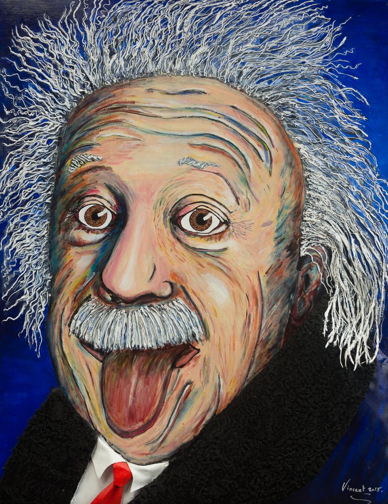 Einstein. Maleri og plakat. Flemming Vincent. Dateret 2015.