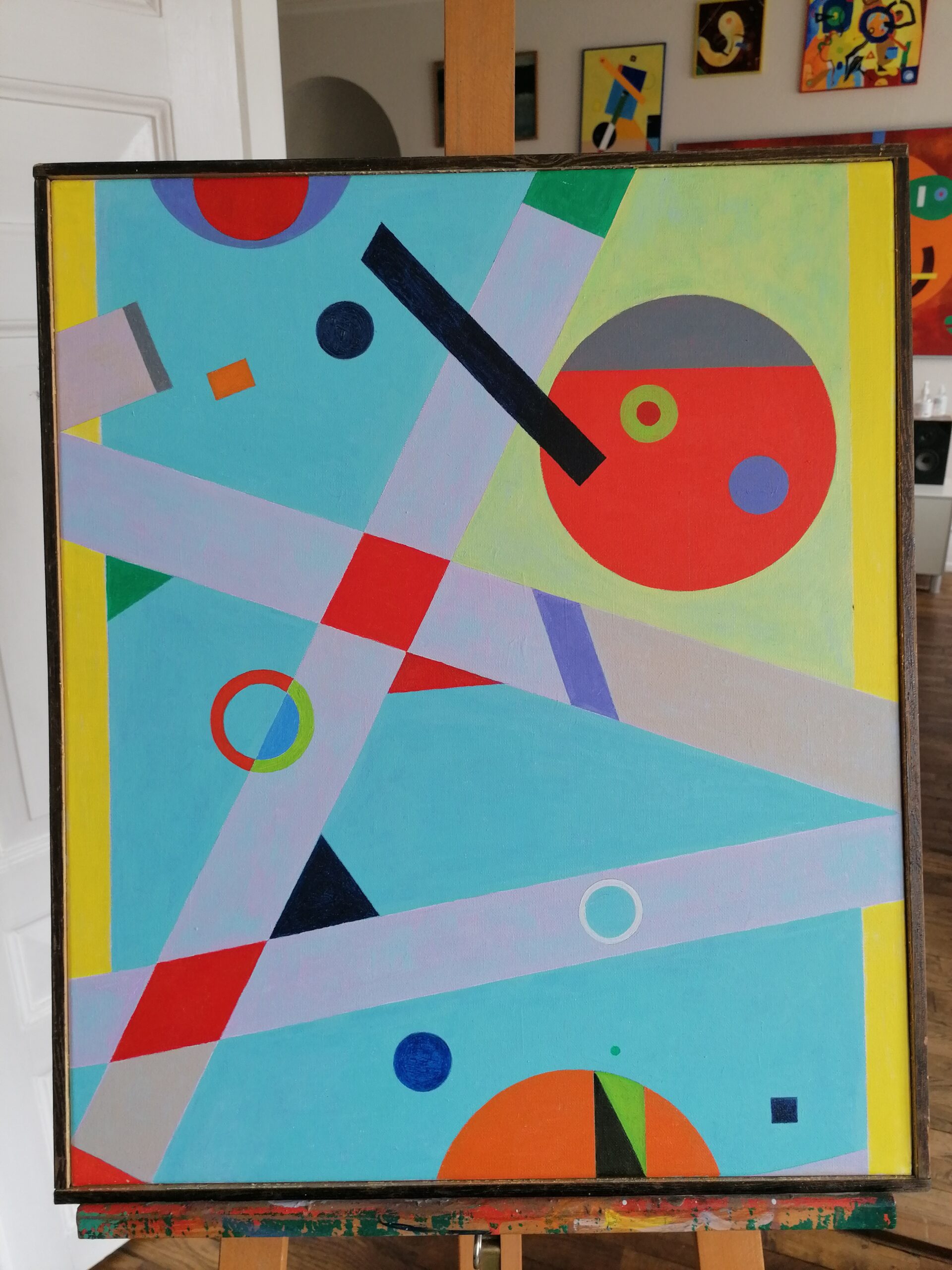 Enkel abstraktion. Maleri (olie 60×50 cm.). Per Johan Svendsen. Dateret 2018.