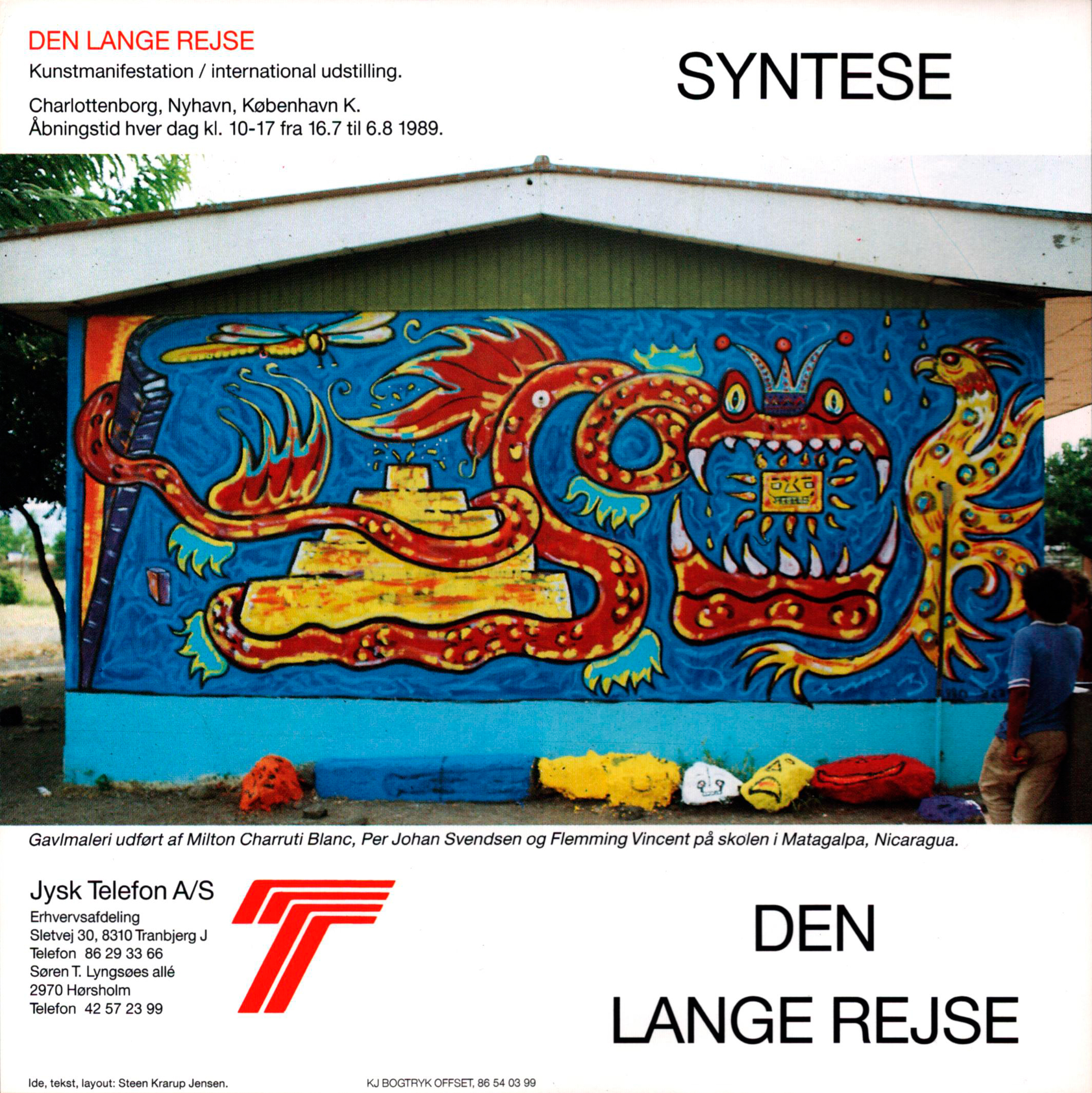 Syntese Den lange rejse. Folder (omslag) om udstillingen Den lange rejse. Charlottenborg, København. Primo juli 1989.